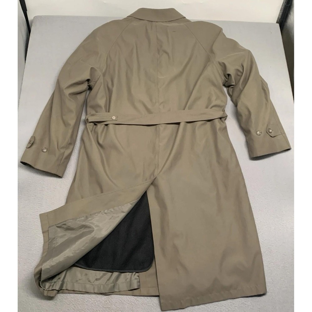 Chaps Men's Classic Trench Coat Size 42L Jacket Belted Removable Liner Khaki - Picture 7 of 10